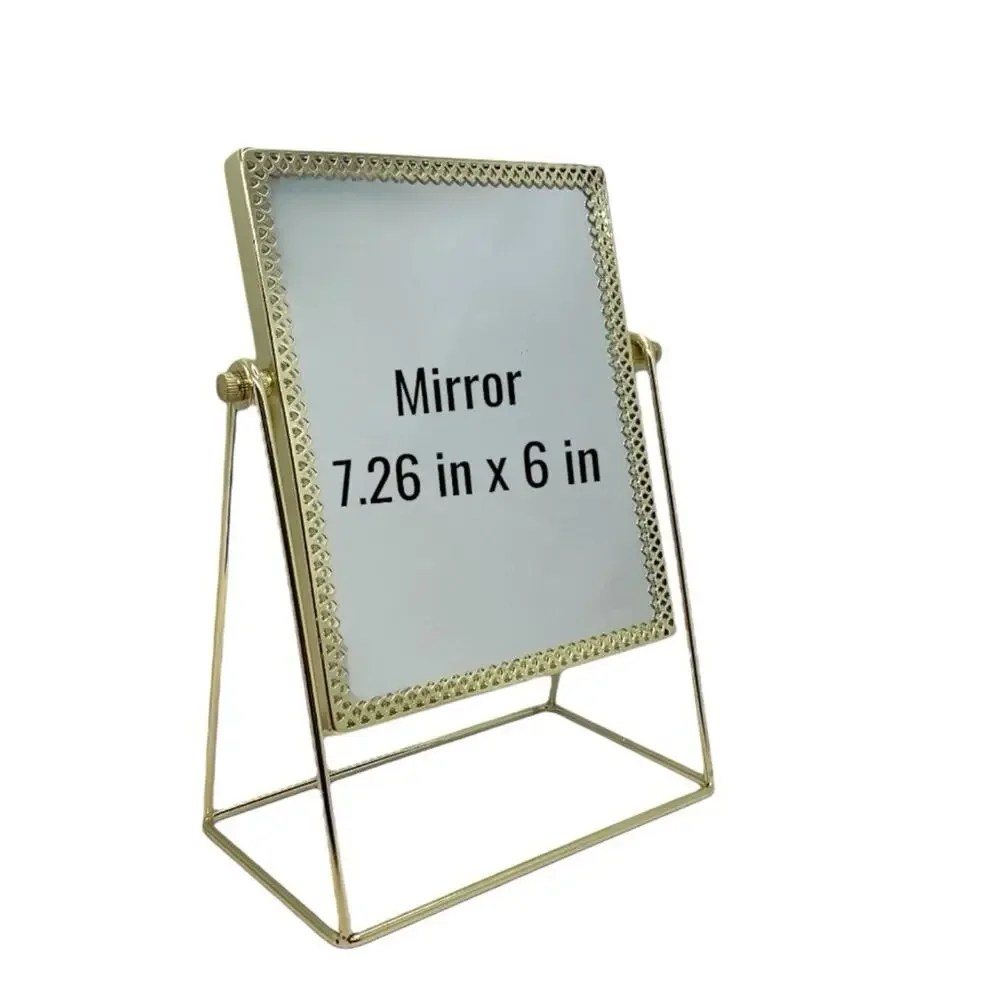 Gold Framed Mirror Make Up Adjustable Standing -Design for Desk Large Glass Area